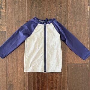 Cat and Jack Kids Long Sleeve Zipper Rash Guard Swim Shirt - Navy and Light Gray
